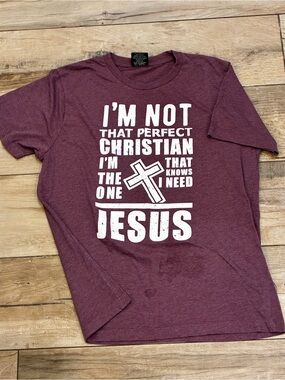 Love in Burgundy Christian Graphic Tee with White Print